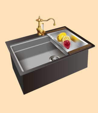 simplywire – Sink Tidy/Caddy – Kitchen Sink Organiser – Removable Drip Tray – Non-Slip - Dark Grey & White